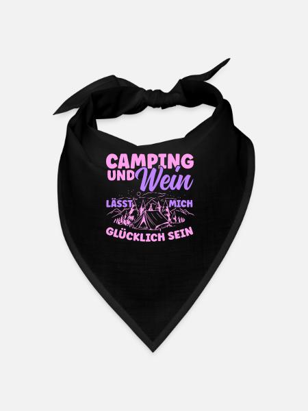 Frauen Camping Und Wein lässt mich Glücklich sein - Bandana - Schwarz - Vorne