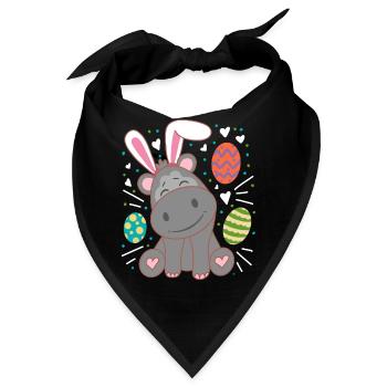 Nilpferd mit Hasenohren Lustiger Ostersonntag - Bandana - Schwarz - Vorne