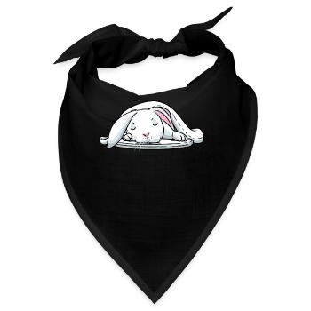 Weißes Kaninchen Schlafen Hase Müde - Bandana - Schwarz - Vorne