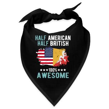 Halb Amerikaner Halb Brite - Bandana - Schwarz - Vorne