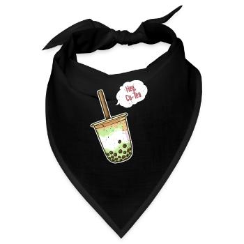 Hey Cu Tee Bubble Tea Boba Milch Tee Kawaii - Bandana - Schwarz - Vorne