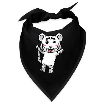Weißer Tiger Emoticon Bengalischer Tiger - Bandana - Schwarz - Vorne