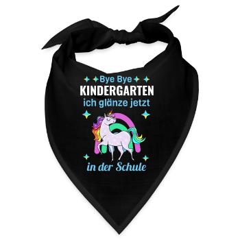 Bye Bye Kindergarten Glitzer Einhorn Einschulung - Bandana - Schwarz - Vorne