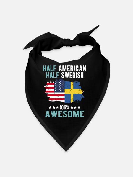Half American Half Swede - Bandana - black - Front