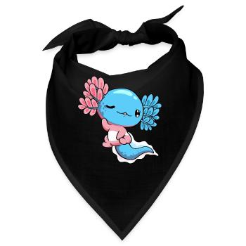 Transgender Stolz Transgender Flagge Kawaii Axolot - Bandana - Schwarz - Vorne