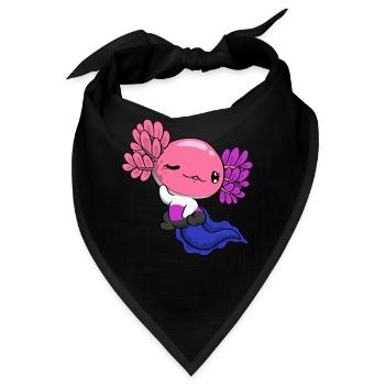 Genderfluid Stolz Genderfluid Flagge Kawaii Axolot - Bandana - Schwarz - Vorne