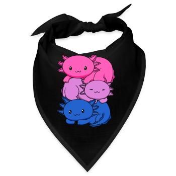 Bisexueller Stolz Bisexuelle Flagge Kawaii Axolotl - Bandana - Schwarz - Vorne