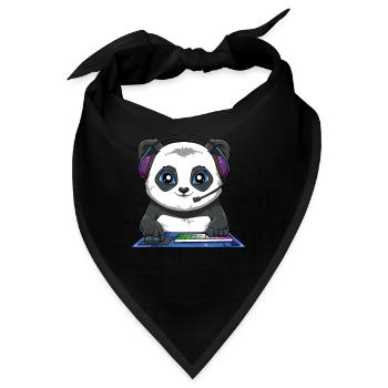 Lustiger Videospiel-Panda - Computerspiel-Fuchs - Bandana - Schwarz - Vorne