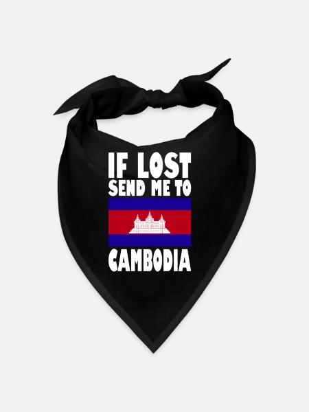 Cambodia Flag Saying - Bandana - black - Front