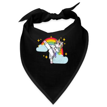 Lustige Karate Kampfsportarten Regenbogen Einhorn - Bandana - Schwarz - Vorne