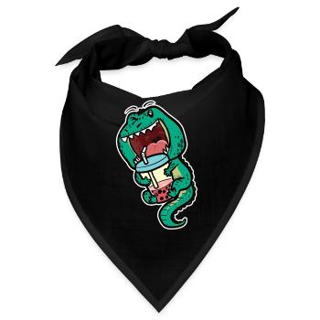 T-Rex Bubble Tea Dino Fan Eistee Saurier - Bandana - Schwarz - Vorne