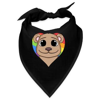 Braunbär Lgbt Regenbogen Farben - Bandana - Schwarz - Vorne