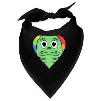 Krokodil Lgbt Regenbogen Farben - Bandana - Schwarz - Vorne