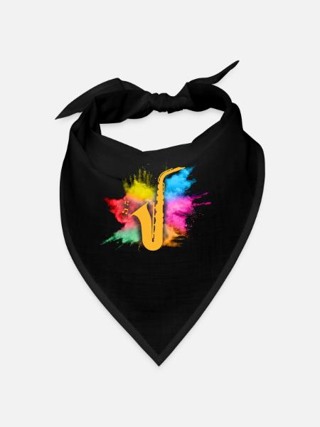 Jazz Geschenk Saxophon Musik Instrument Blasmusik - Bandana - Schwarz - Vorne
