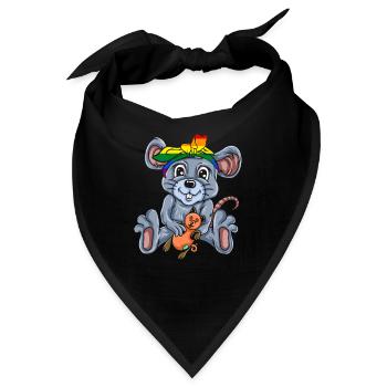 Maus Geschenk Mäuschen Kinder Herren Mouse Rat - Bandana - Schwarz - Vorne