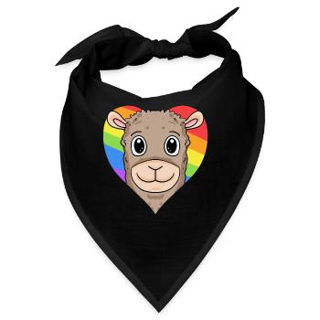 Lama Lgbt Regenbogen Farben - Bandana - Schwarz - Vorne