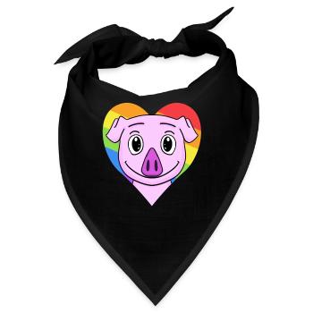 Schwein Lgbt Regenbogen Farben - Bandana - Schwarz - Vorne
