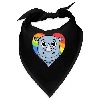 Nashorn Lgbt Regenbogen Farben - Bandana - Schwarz - Vorne