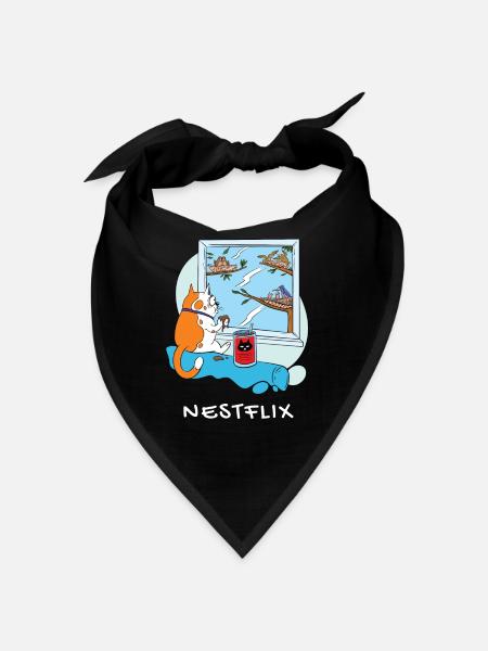 Nestflix - Die Katze schaut den Film Birds - Bandana - Schwarz - Vorne