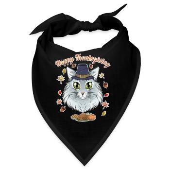Norwegian Forest Cat Lover I Happy Thanksgiving - Bandana - Schwarz - Vorne