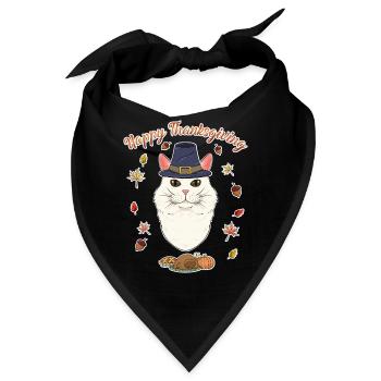 Turkish Angora Cat Lover I Happy Thanksgiving - Bandana - Schwarz - Vorne