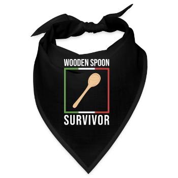 Wooden Spoon Survivor - Funny Italian - Bandana - Schwarz - Vorne