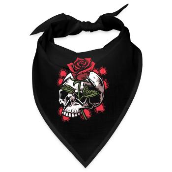 Bullets and Skull Roses Aesthetic Dripping Pattern - Bandana - Schwarz - Vorne