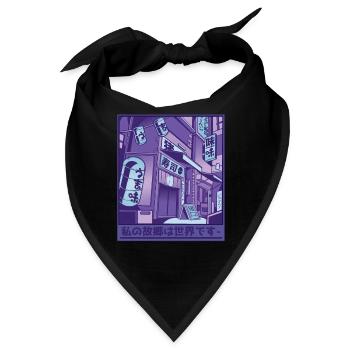 Retro Japanische Streetwear Tokio - Bandana - Schwarz - Vorne