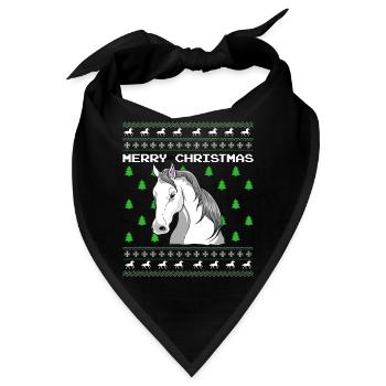 Weihnachten Pferd Ugly Christmas Geschenk Xmas - Bandana - Schwarz - Vorne