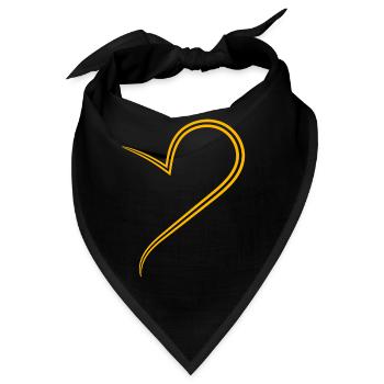 Simpeles Halbes Gelbes Herz - Bandana - Schwarz - Vorne