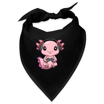 Gamer Axolotl - Kawaii Online Gaming Computer - Bandana - Schwarz - Vorne