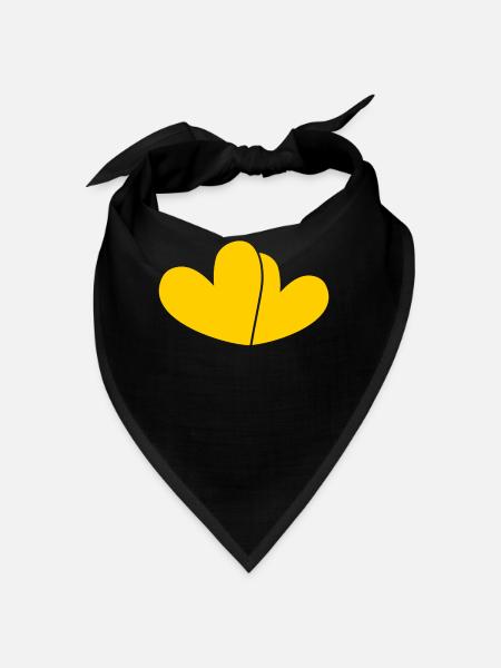 Zwei Gelbe Herzen - Bandana - Schwarz - Vorne