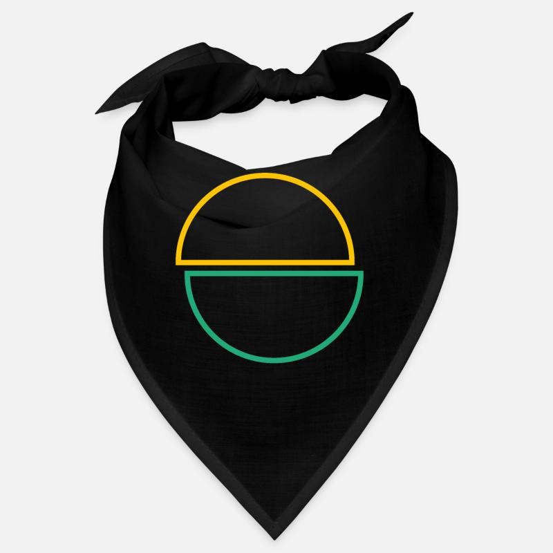 Demi-cercles jaune et vert Design - Bandana - noir