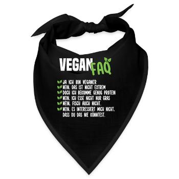 Vegan FAQ - Lustiger Veganer Spruch - Bandana - Schwarz - Vorne