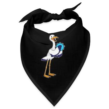 Storch Musiker Tamburin Musik - Bandana - Schwarz - Vorne