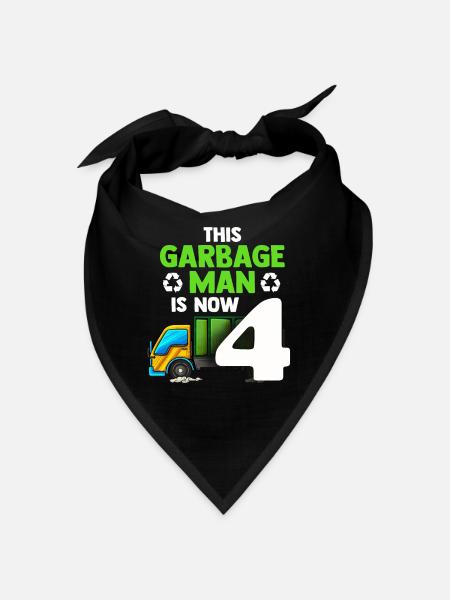 Garbage Truck Garbage Man 4e anniversaire Recyclage des ordures - Bandana - noir - Devant