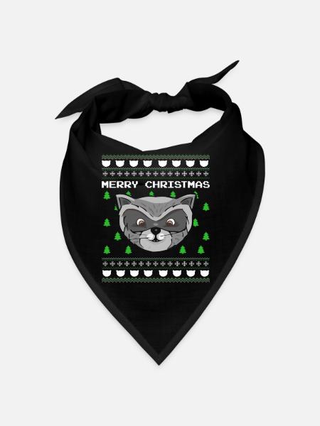 Christmas Raccoon Christmas Gift Xmas - Bandana - black - Front