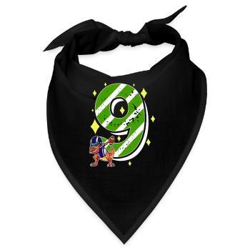 9 Jahre alter Dino American Football 9. B-Day Day - Bandana - Schwarz - Vorne