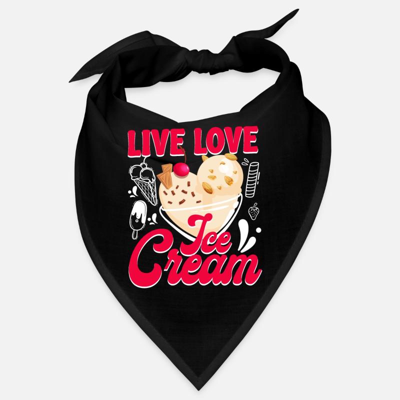 Ice Cream Cone Popsicle Live Love - Bandana - Schwarz