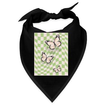 Dänische Pastell-Ästhetik Schmetterlinge - Bandana - Schwarz - Vorne