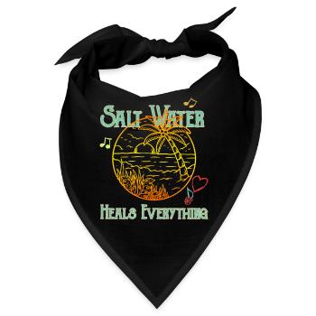 Strandliebhaber-Shirt, Salzwasser heilt alles - Bandana - Schwarz - Vorne