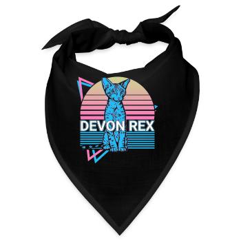 Devon Rex Katze Retro - Bandana - Schwarz - Vorne