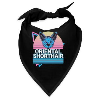 Orientalisch Kurzhaar Katze Retro - Bandana - Schwarz - Vorne