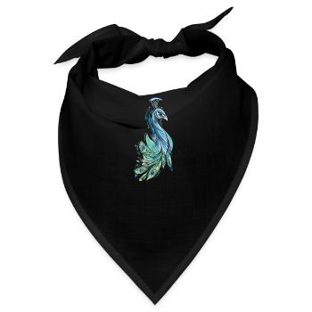 Pfau I Pfauenauge Peacock Motiv mit Pfauenfeder - Bandana - Schwarz - Vorne