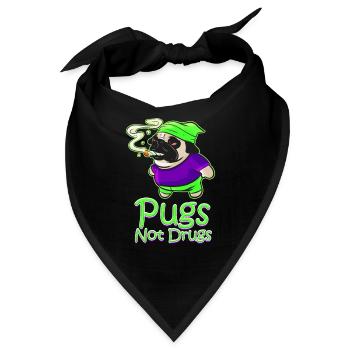 Pugs Not Drugs - Say No To Drugs Dog Owner - Bandana - Schwarz - Vorne