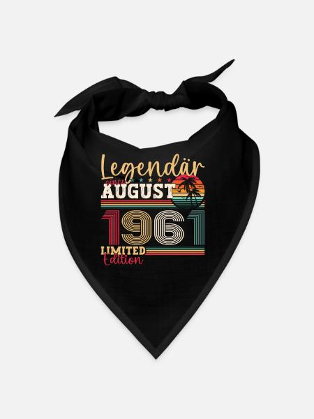 Legendär August 1961 61. Geburtstag Geschenk Fun - Bandana - Schwarz - Vorne