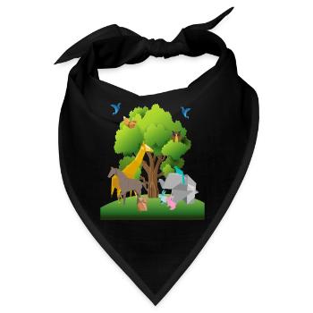 Origami Zoo Tiere Papier Faltkunst - Bandana - Schwarz - Vorne