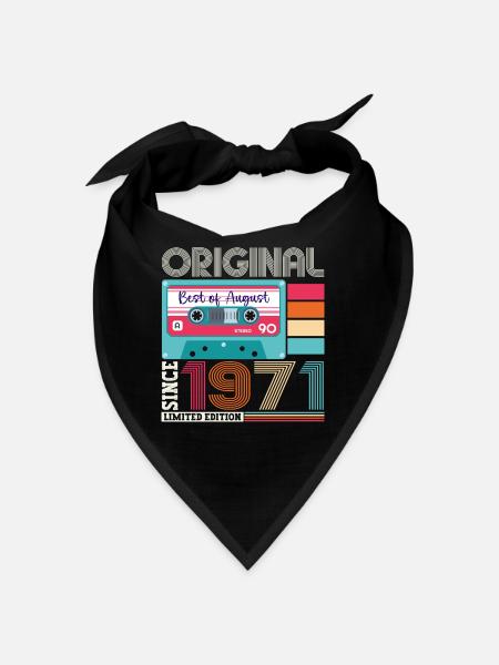 Original August 1971 51. Geburtstag Geschenk Retro - Bandana - Schwarz - Vorne
