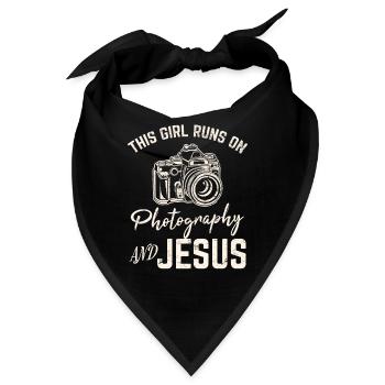 This Girl Runs On Photography And Jesus Photograph - Bandana - Schwarz - Vorne