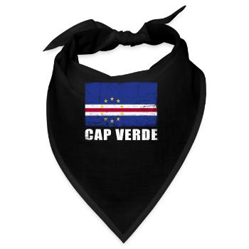 Kap Verde Flagge Grunge Kap Verde Fahne - Bandana - Schwarz - Vorne